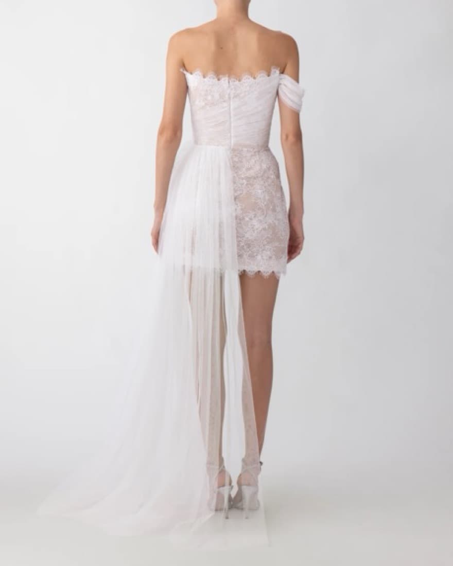Sau Lee Reign Lace Bridal Mini Dress - Image 5