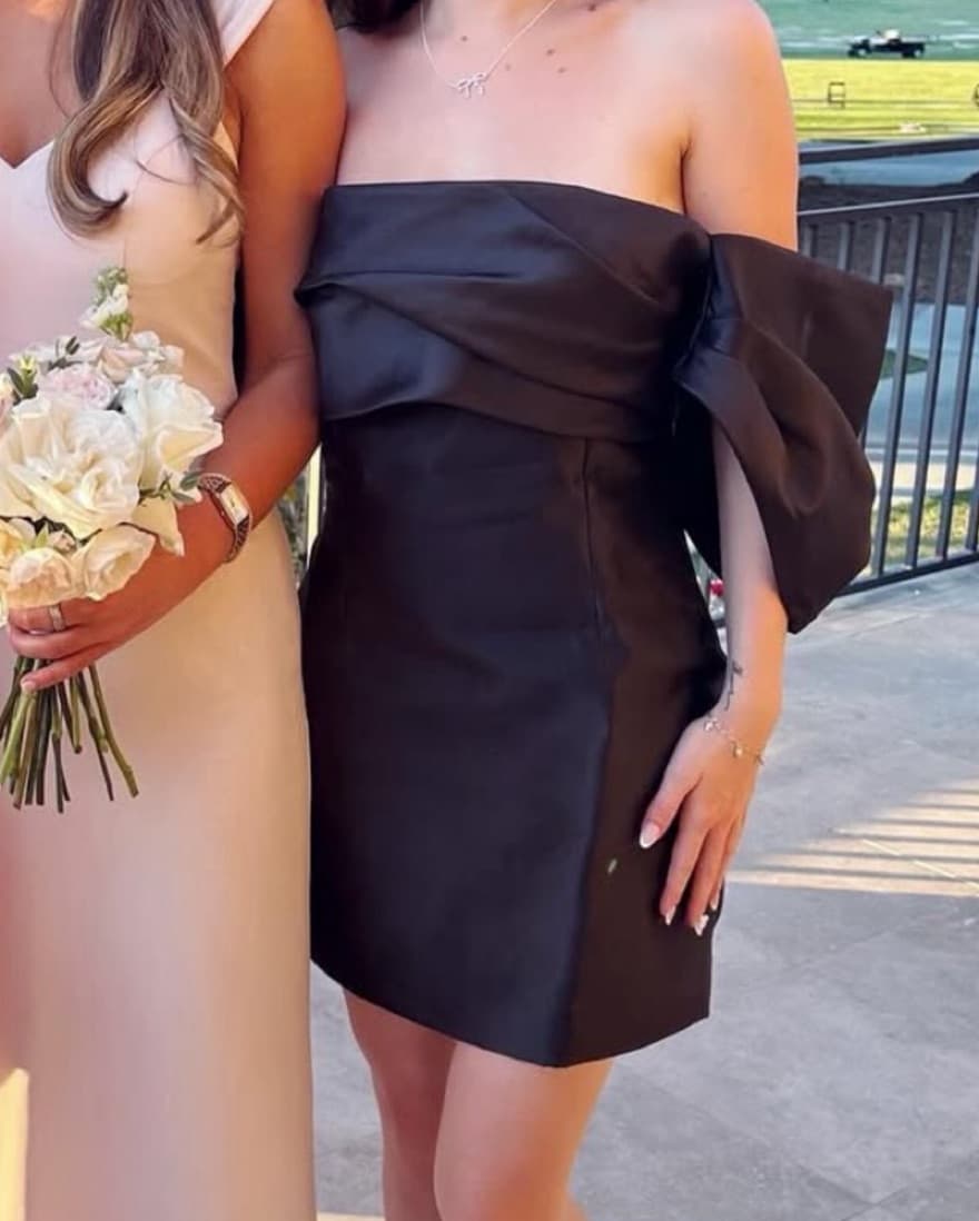 Elegant Off-Shoulder Black Cocktail Dress - Image 3