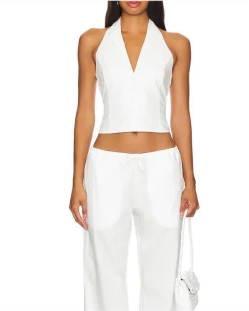 Frankie’s Bikinis White Halter Vest - Image 2