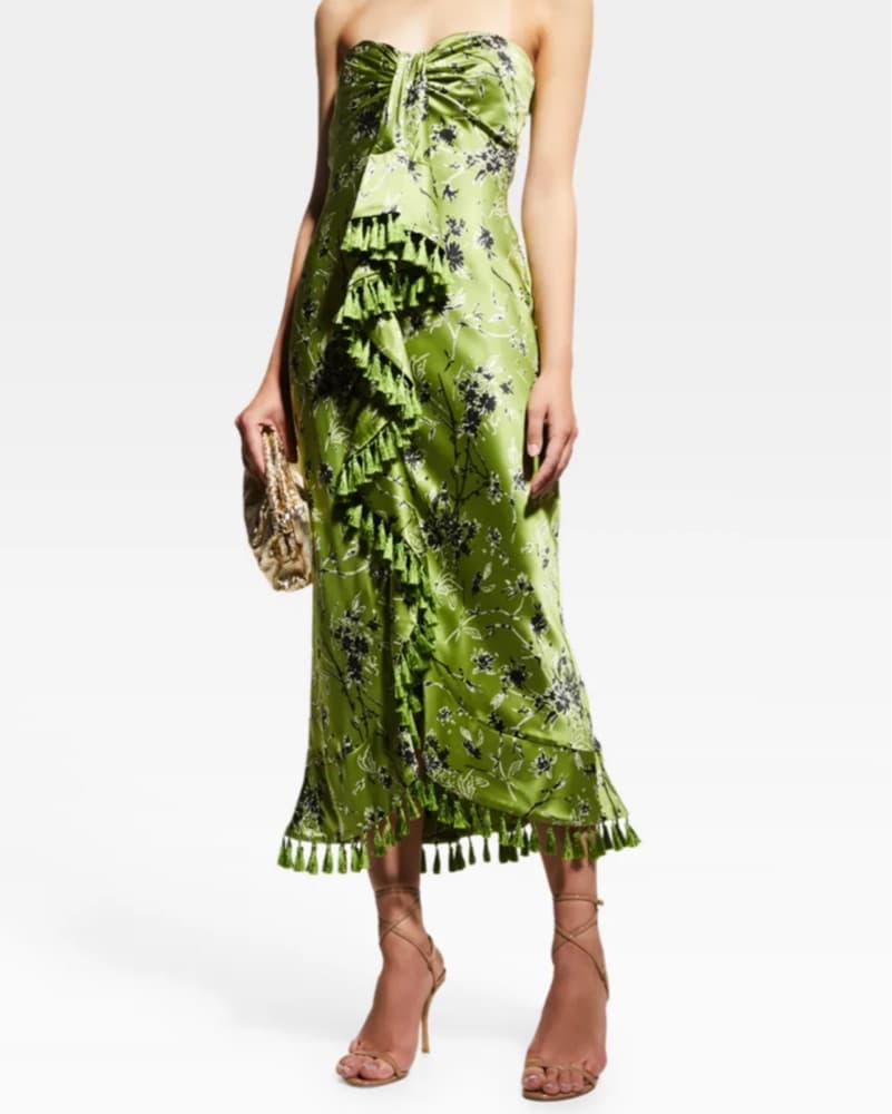 Green Silk Cinq À Sept Dress  - Image 2