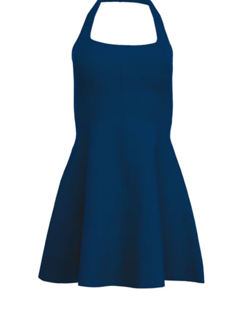 Alluring Navy Blue Halter Dress - Image 2