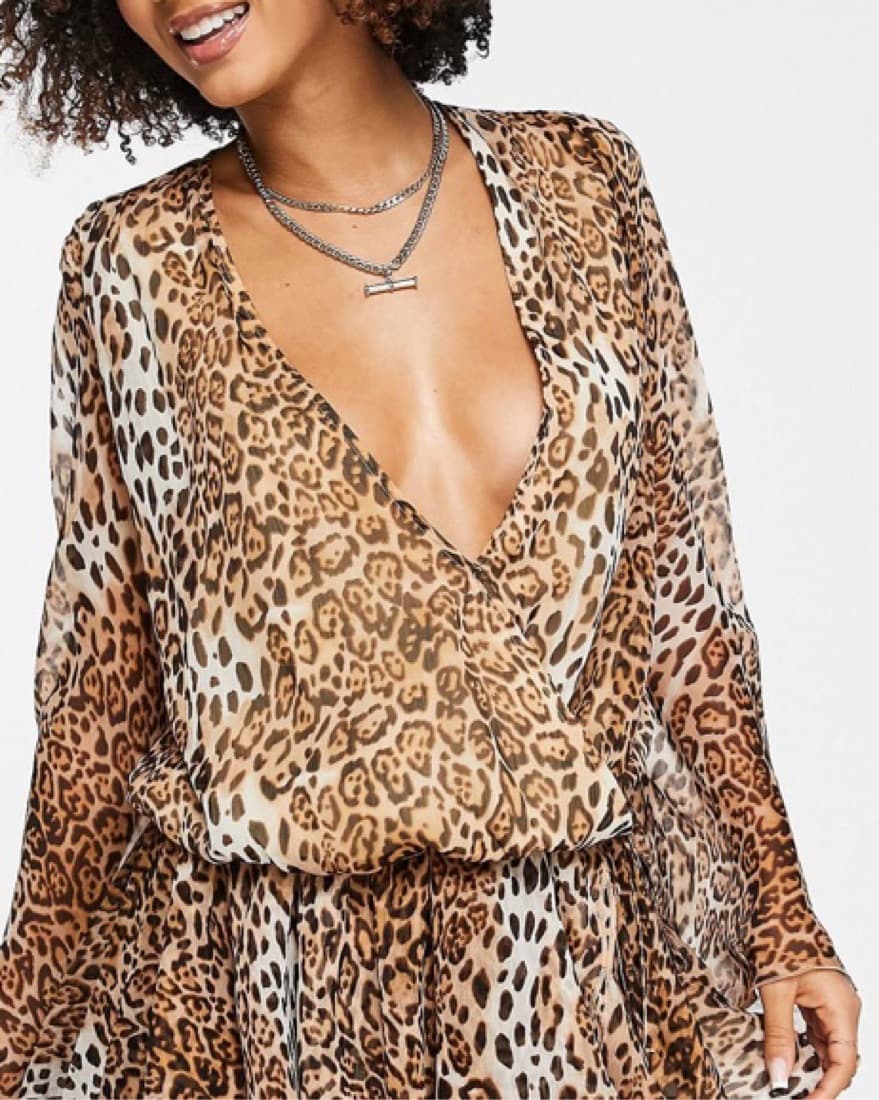 Cheetah Low Cut Dress - Image 3