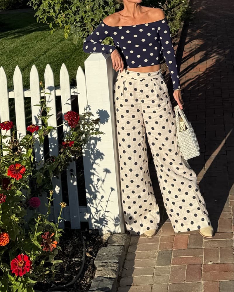 Polka Dot Pants and Cropped Top Set - Image 1