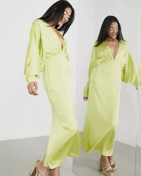 ASOS EDITION Satin Drape Batwing Dress  - Image 1