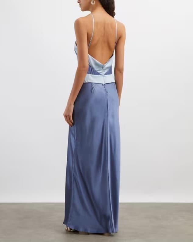 Reformation Jillian satin blue dress - Image 3