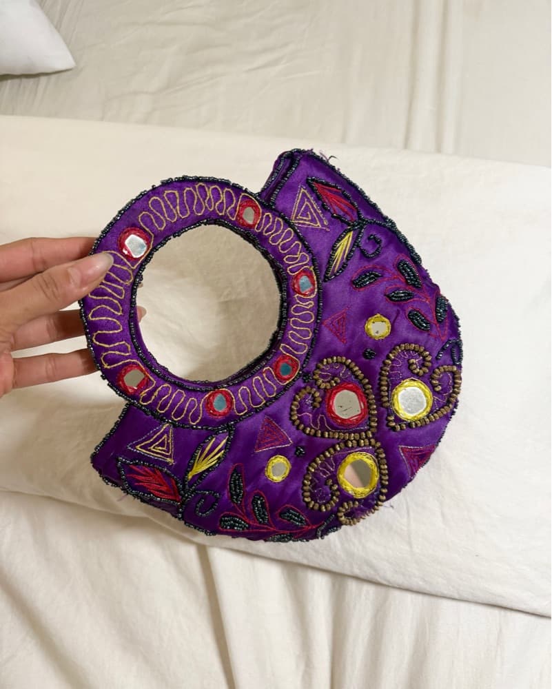 Plum Purple Embroidered Bag  - Image 2
