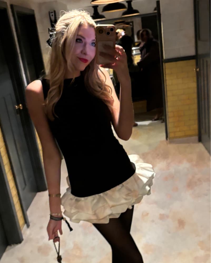 Chic Black and White Ruffled Dress - Image 4