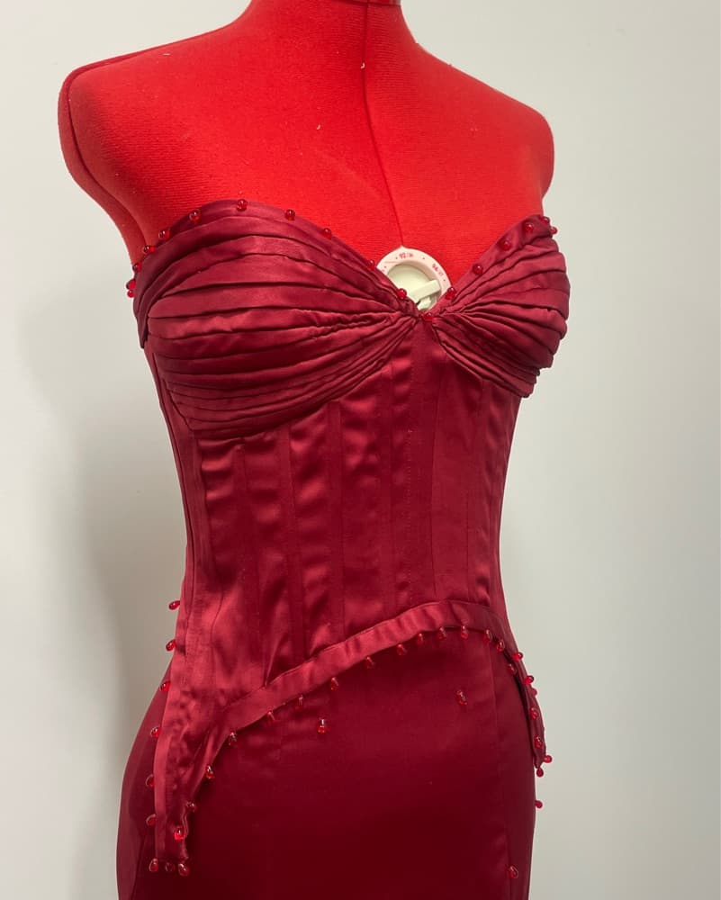 Custom Made 2 Piece Burgundy Gown - Image 3