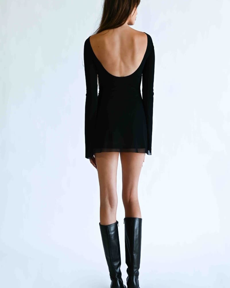 The Jane Mini Dress In Black - Image 3