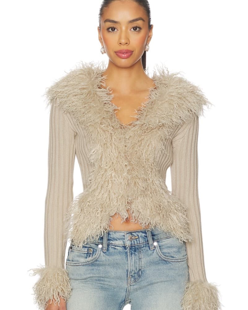 Cressida Faux Fur Sweater in Neutral - Image 1
