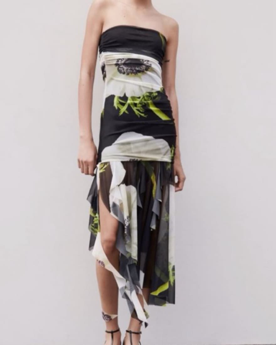 Zara Floral Strapless Dress  - Image 1