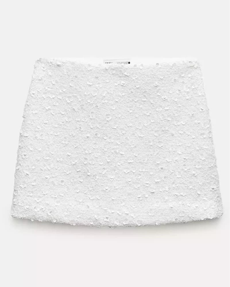 Sequin White Cropped Jacket & Mini Skirt - Image 3