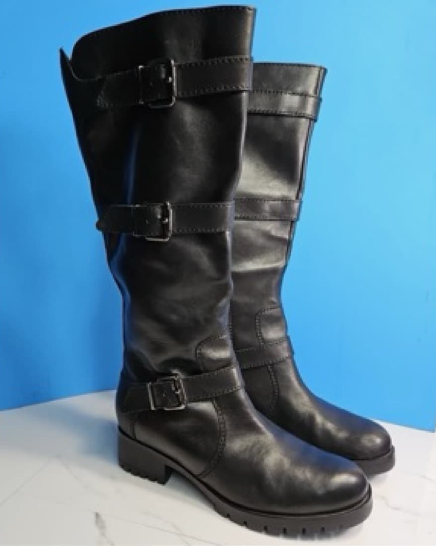 Karl Lagerfeld Black Leather Buckle Boot - Image 1