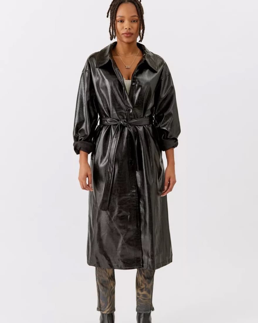 APPARIS Leather Belted Trench - Image 1