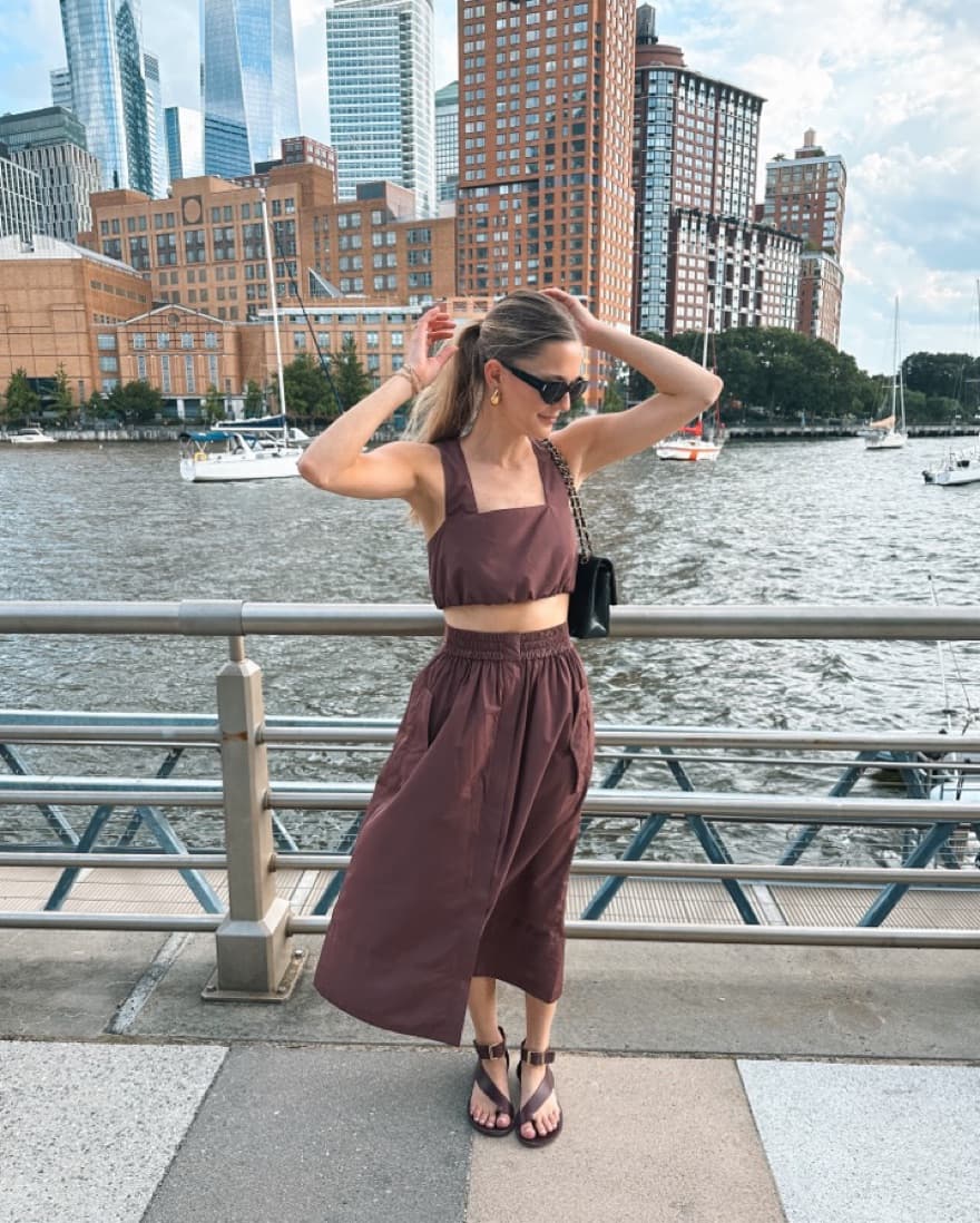 Tibi Nylon Midi Skirt & Matching Top Set - Image 1