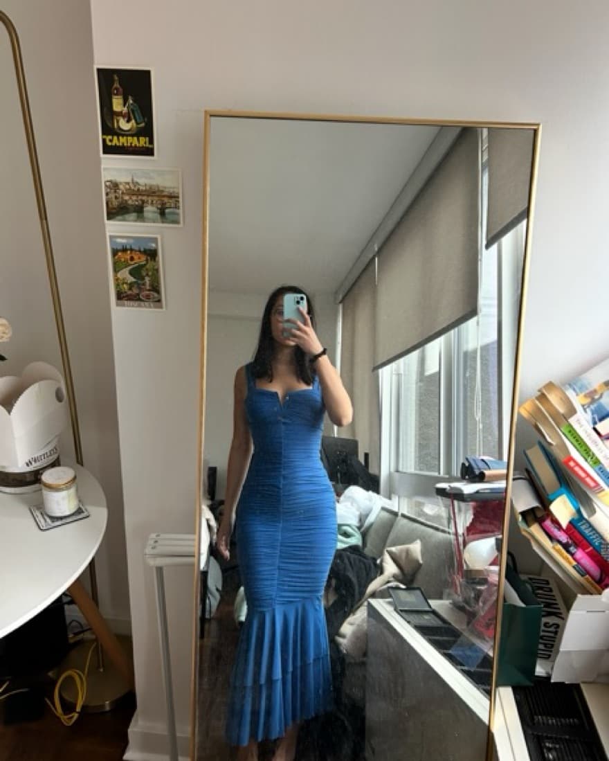 Hello Molly Blue Ruched Midi Dress  - Image 5