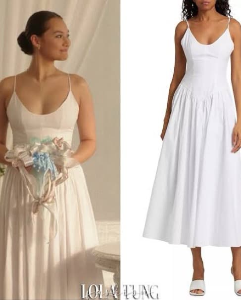 Staud Drop Waist Midi Dress White Sz 0 - Image 4