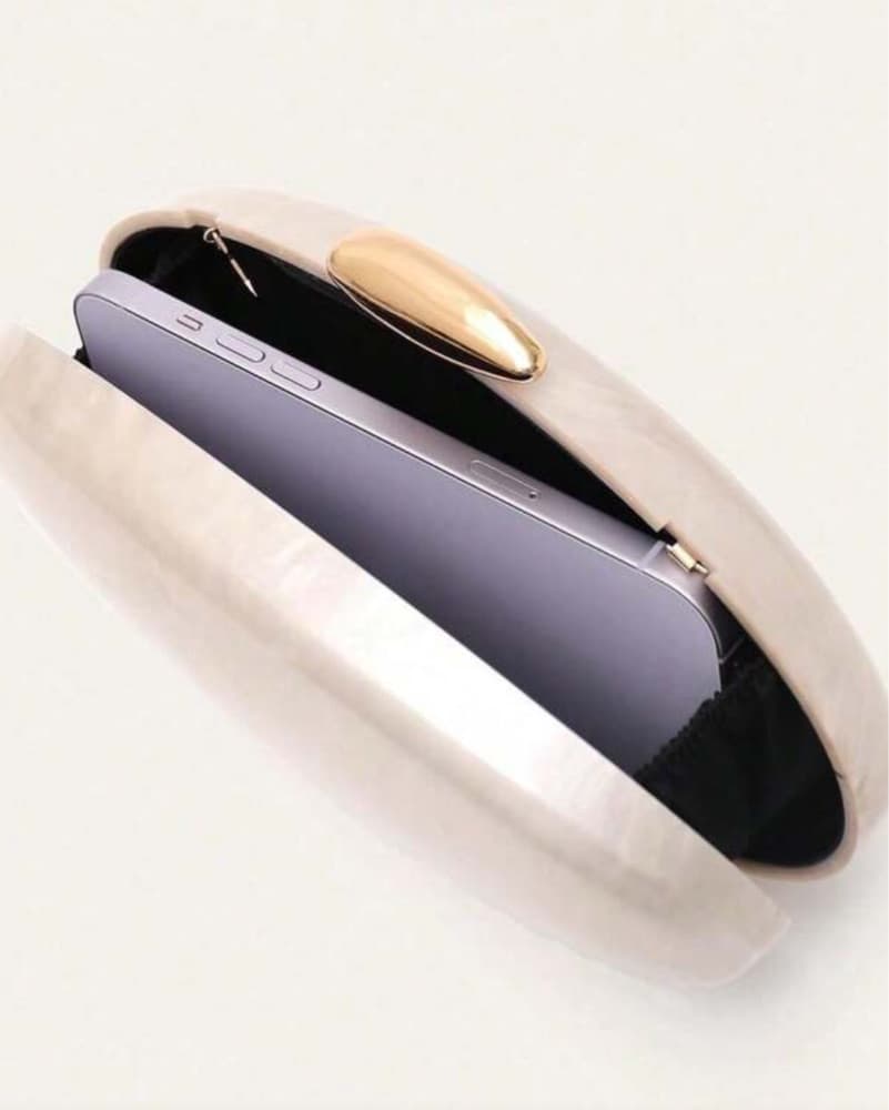 Pearl White Metallic Clutch - Image 2