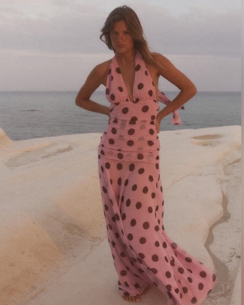 Polka Dot Halter Maxi Dress - Image 2