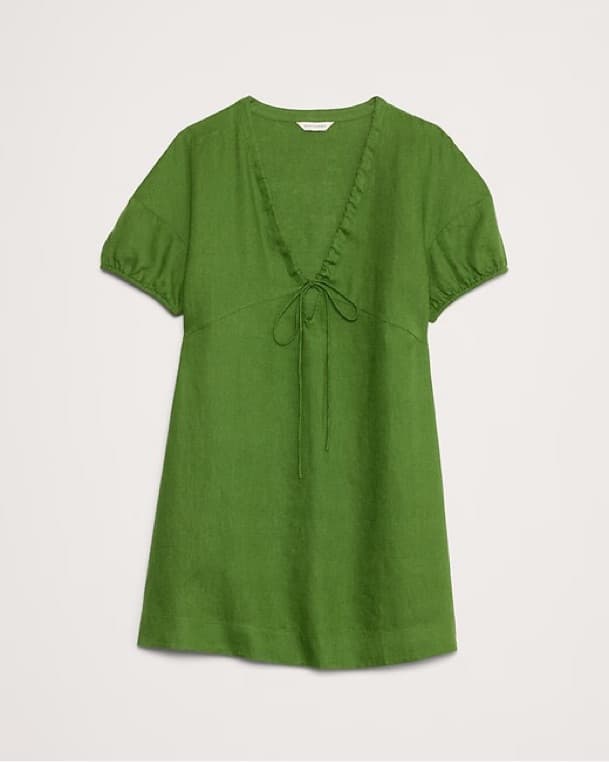 Linen Tie Front Mini Dress - Image 2