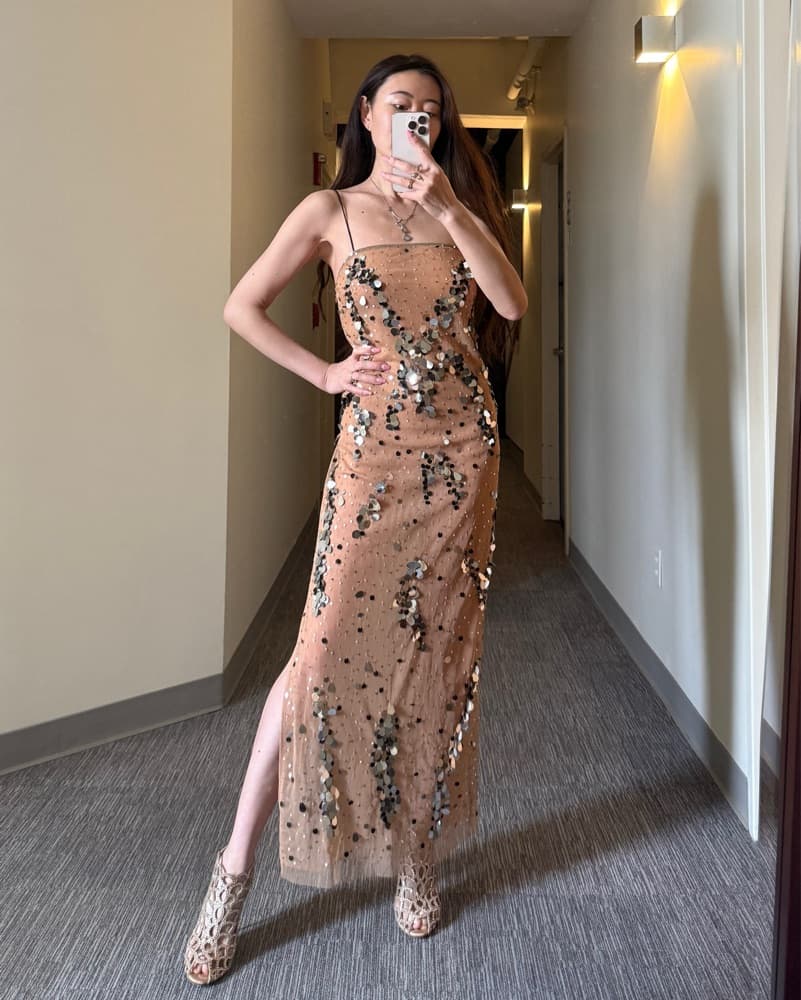 Nastygal Sheer Sequin Maxi Dress S - Image 9