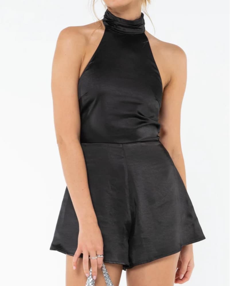 Princess Polly Black Silk Romper - Image 6