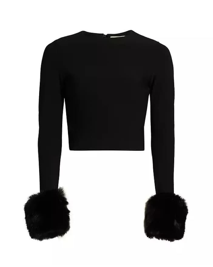 Alice + Olivia  Cropped Faux Fur-Cuff - Image 3
