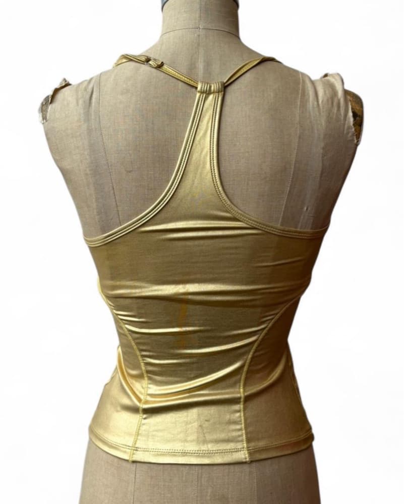 Bebe Vintage Sport Gold Metallic Tank - Image 3