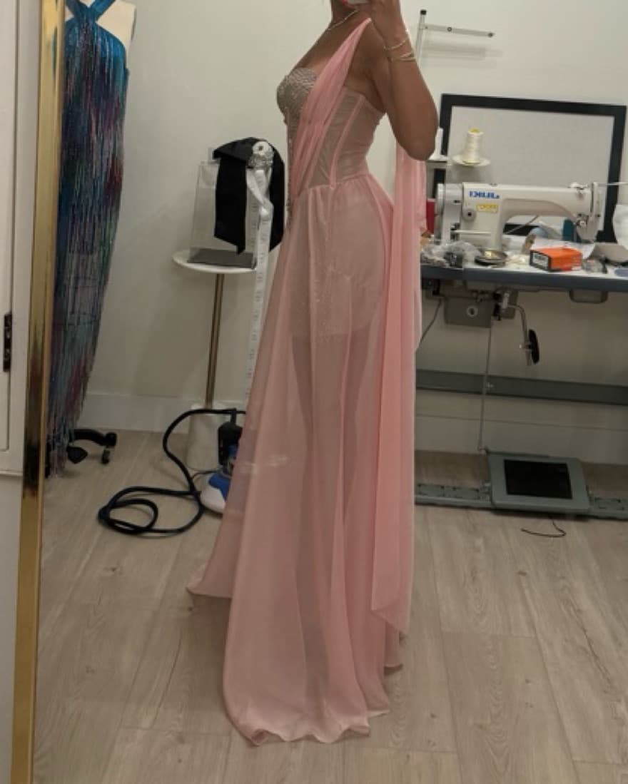 Pink And Silver Evening Gown Stunning - Image 5
