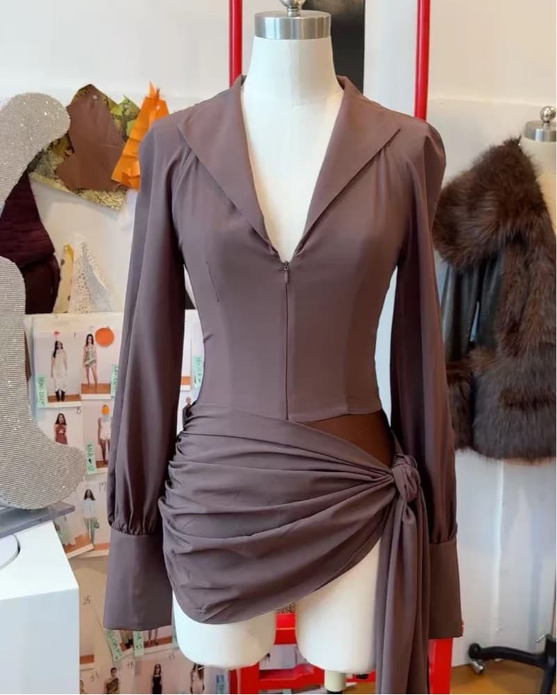 KIM SHUI JEANIE DRESS/BODYSUIT IN BROWN - Image 1