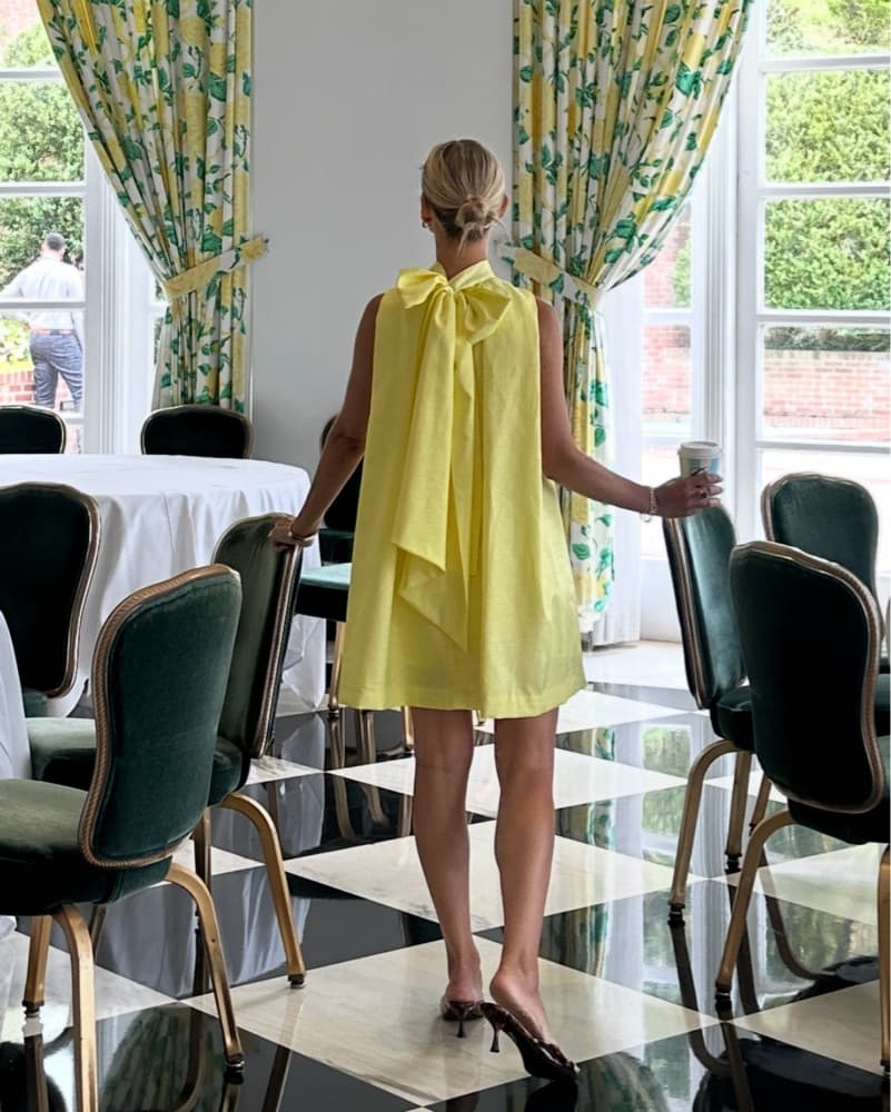 Yellow Bow A-Line Dress - Image 1
