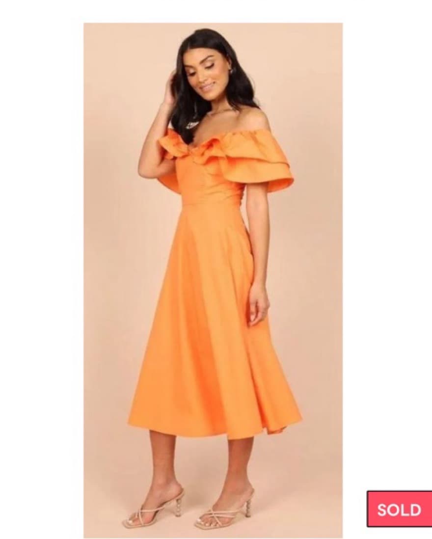 Ruffled Orange Midi Dress - Image 5