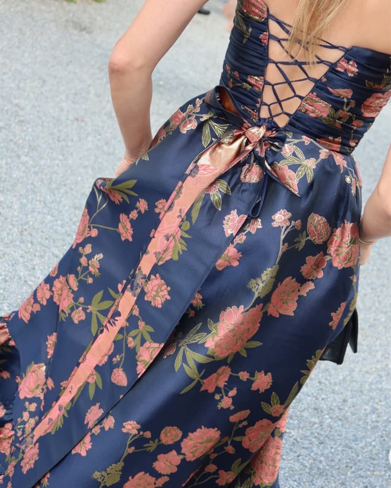 Elegant Floral Strapless Gown - Image 2