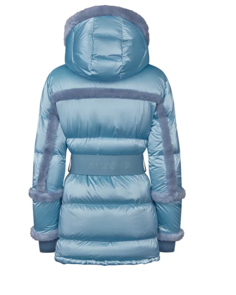 My Sunday Sky Blue Down Fur Ski Coat L - Image 4