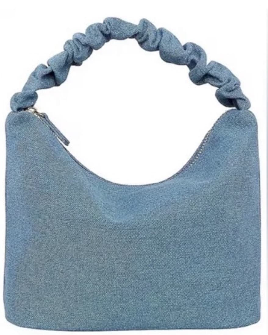 Denim Scrunch Handle Bag in Blue Denim - Image 1