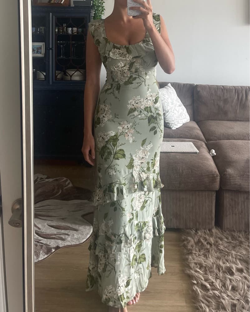 Reformation Tripoli Dress In Green - Image 2