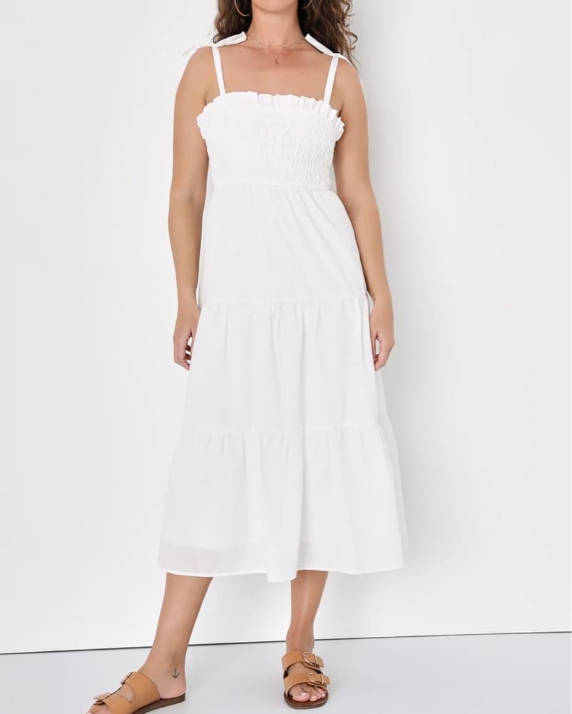 Sunshine Abound White Tie-Strap Smocked  - Image 2