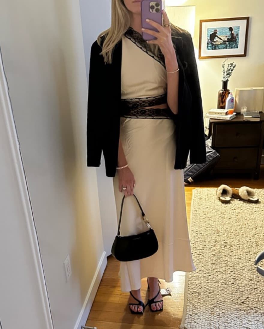 MISHA Hattie Satin Midi Dress Ivory XS - Image 3