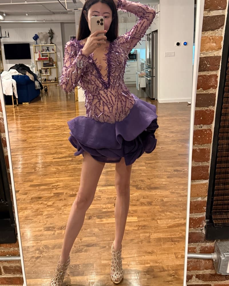 Albina Dyla Beaded Purple Mini Dress XS - Image 5