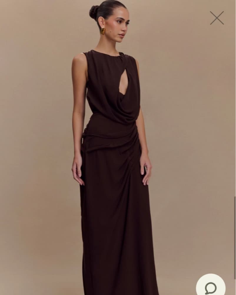 Meshki Oria Chiffon Maxi Dress Brown - Image 1