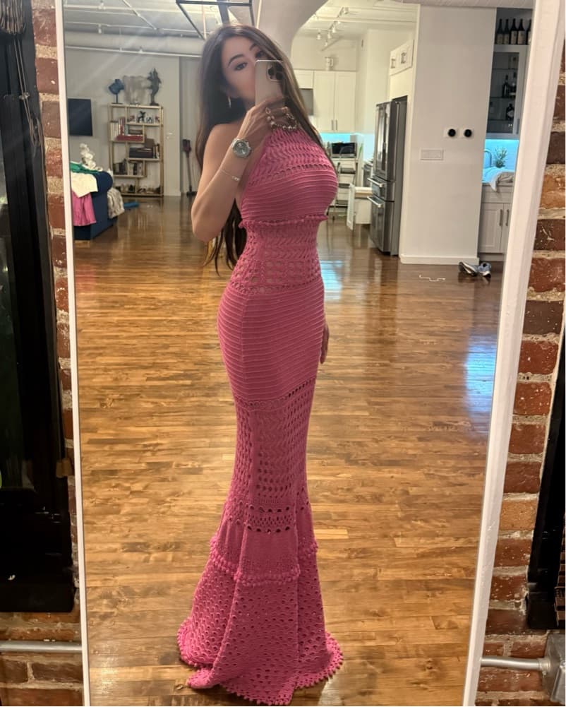 Retrofete Pink Mesa Crochet Dress XXS - Image 4