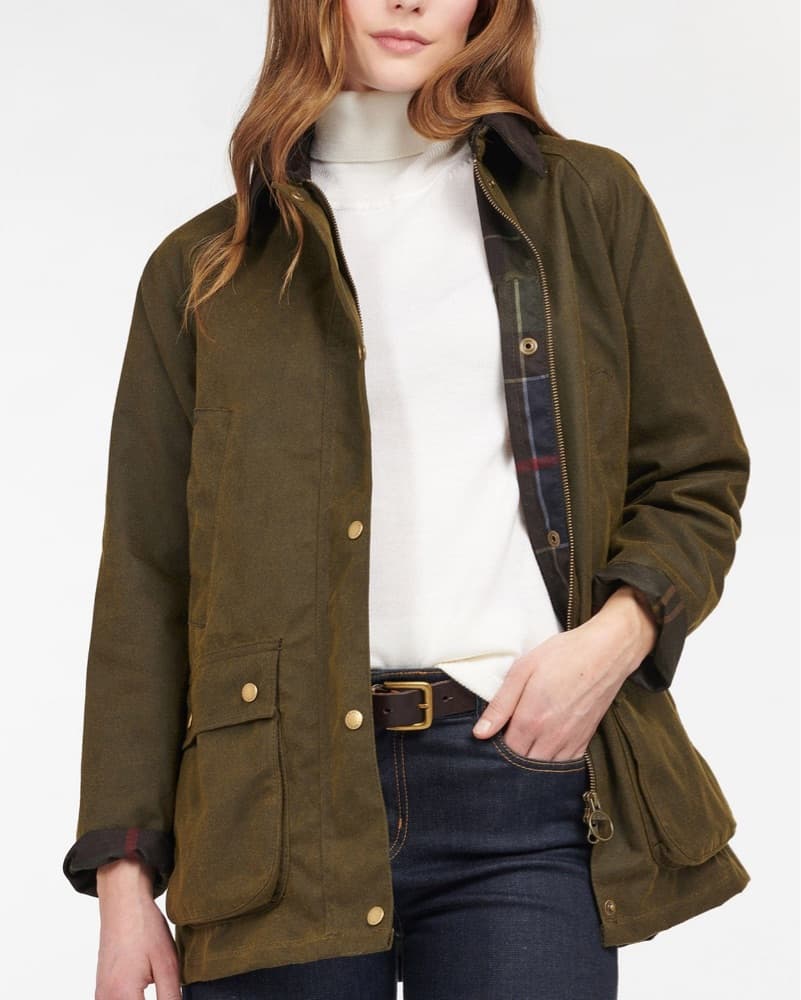 XS Olive Barbour Waxed Jacket - Image 1