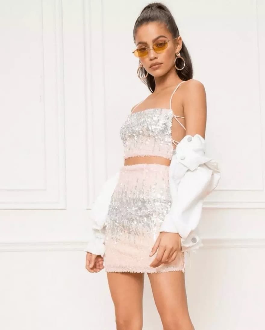 Revolve Superdown Pink Sequin Set - Image 1