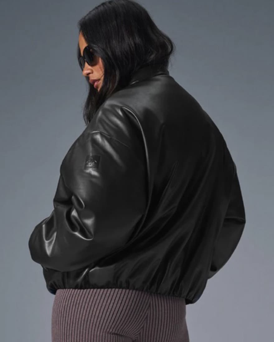 Alo Faux Leather Premier Bomber- Black - Image 1