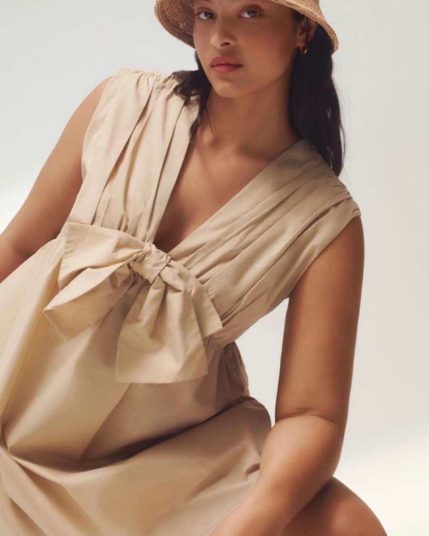 Anthropologie Beige Poplin Mini Dress - Image 3
