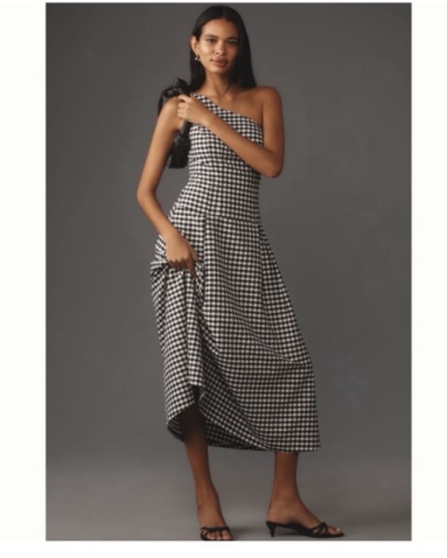 Black And White Gingham Midi Dress - Image 1