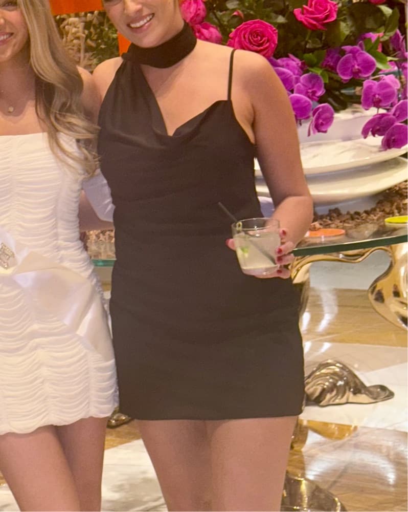 Drape Black Mini Dress - Image 2