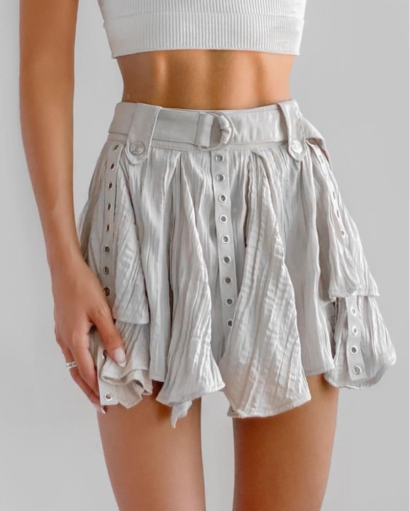 Free People Grey Belted Skirt - Image 2