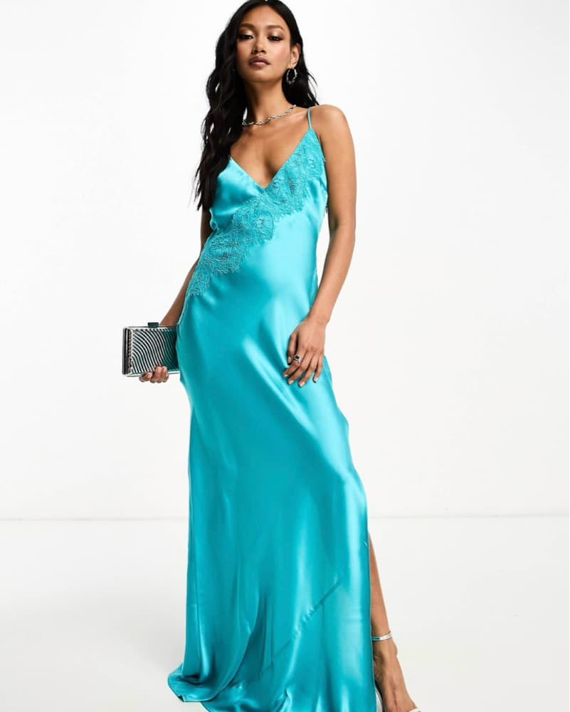 ASOS DESIGN Satin Cowl Back Maxi Dress - Image 1