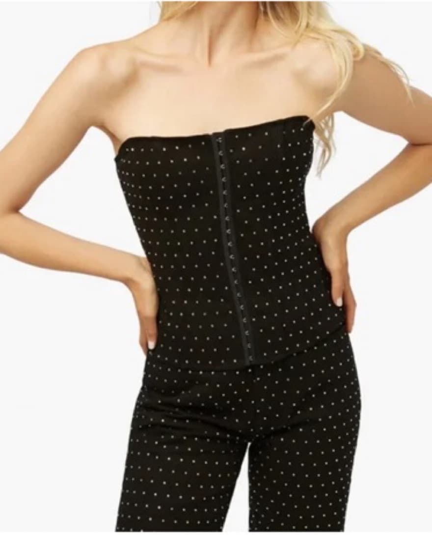 Weworewhat Mesh Denium Twill Gem Corset - Image 3